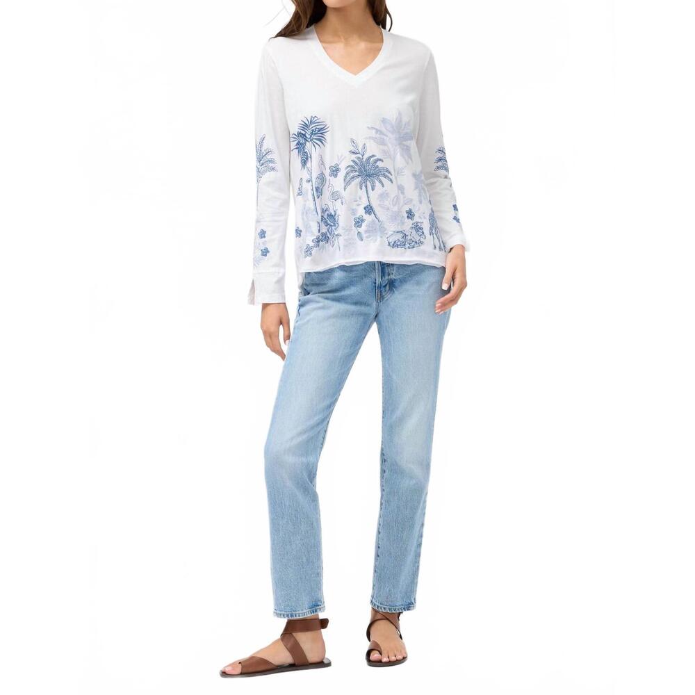 NEW JOHNNY WAS riley slit sleeve tee in white - Picture 6 of 6